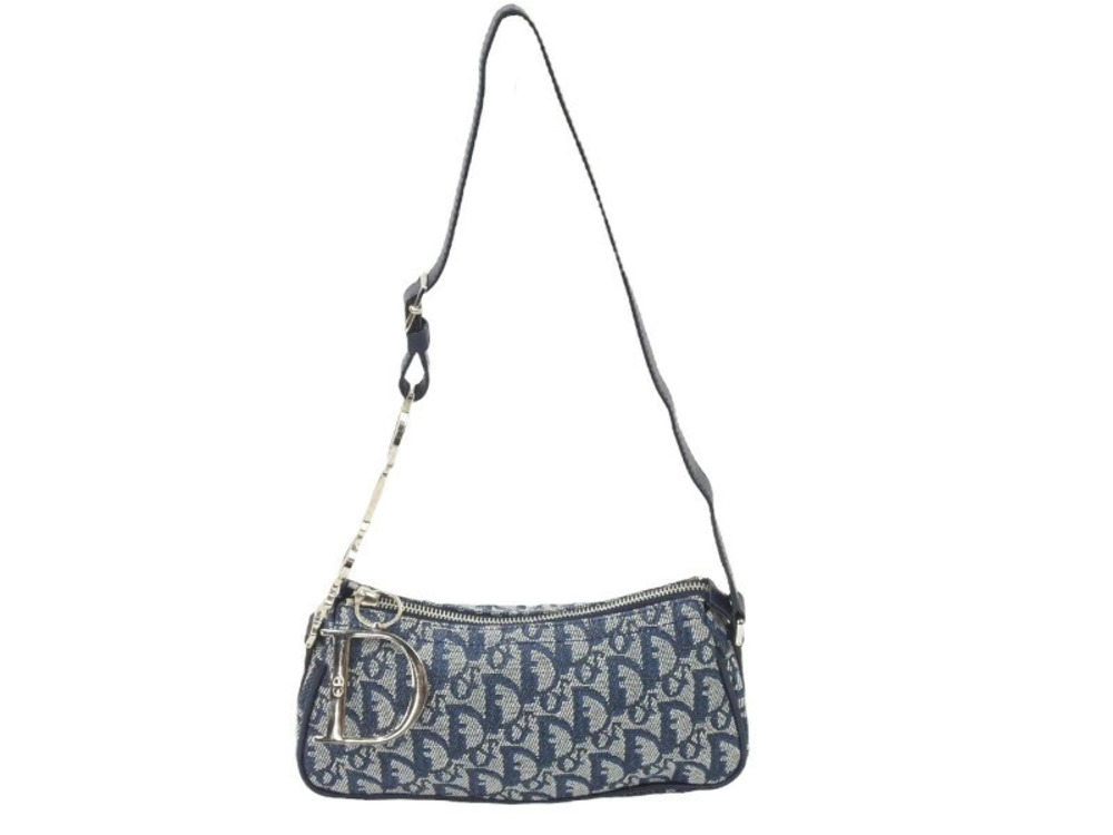 Christian Dior Hobo bag Trotter Italian canvas leather Navy Blue